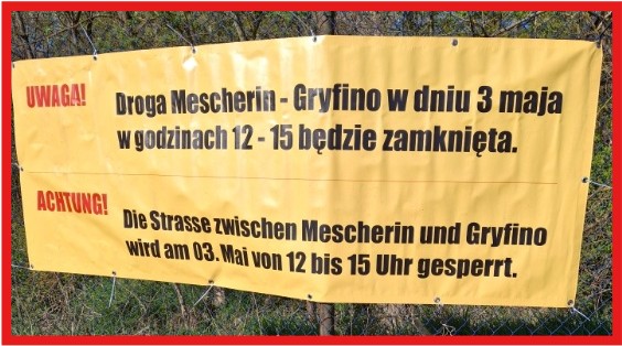 zamknieta droga Gryfino Mescherin
